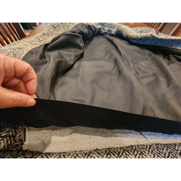 1980s VTG WOMENS THICK WOOL & LEATHER COAT SHOULDER PADS HIDDEN BUTTONS RETRO - Picture 10 of 13